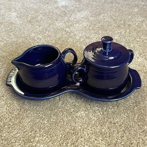 Fiestaware Cobalt Cream and Sugar